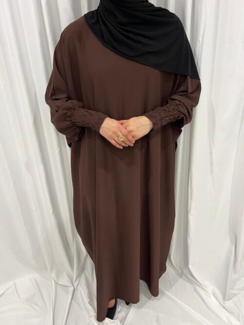 Abaya marron aux poignets froncés [Delya]