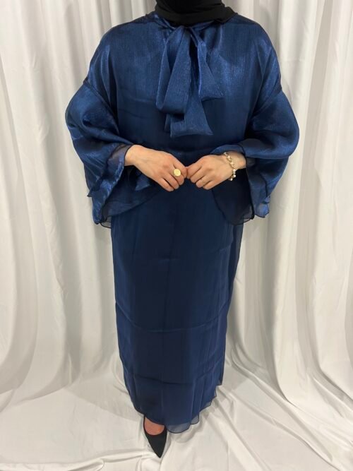 Abaya bleu nuit en tulle à nouer [Sofia]