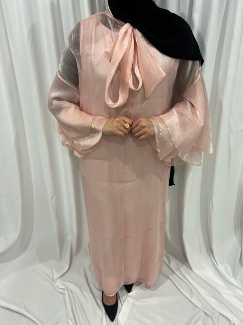 Abaya rose en tulle à nouer [Sofia]