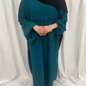 Abaya bleu canard aux manches bouffantes [Maïa]