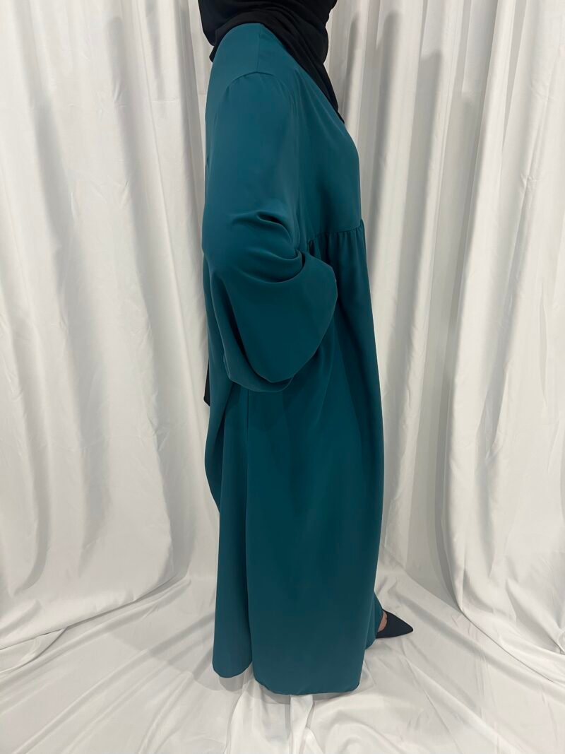 Abaya bleu canard aux manches bouffantes [Maïa]