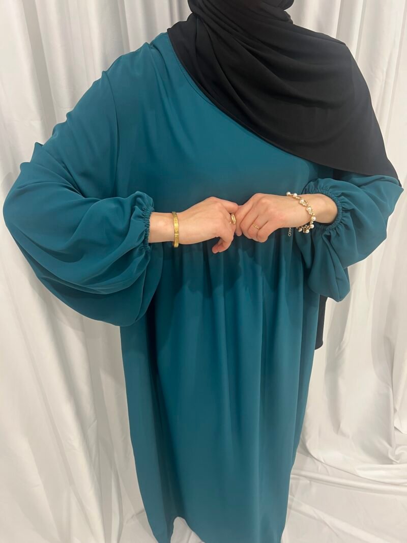 Abaya bleu canard aux manches bouffantes [Maïa]