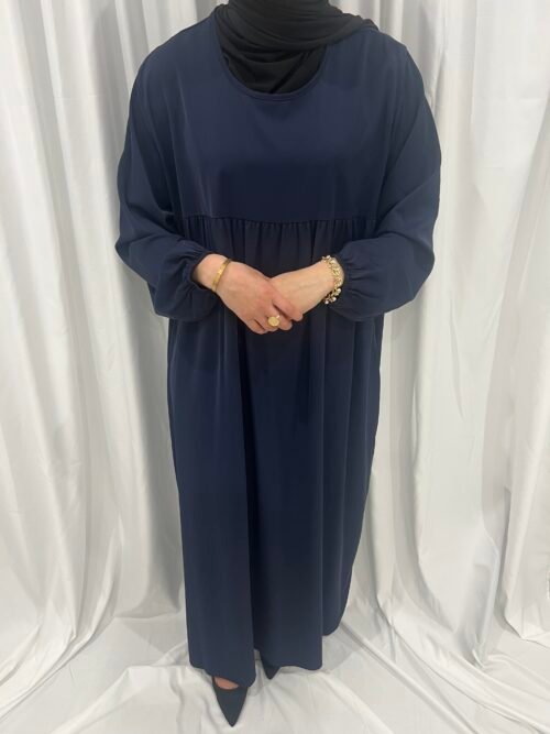 Abaya bleu marine aux manches bouffantes [Maïa]